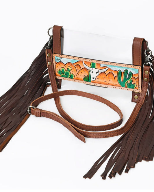 Western Hand Tooled Clear Bag