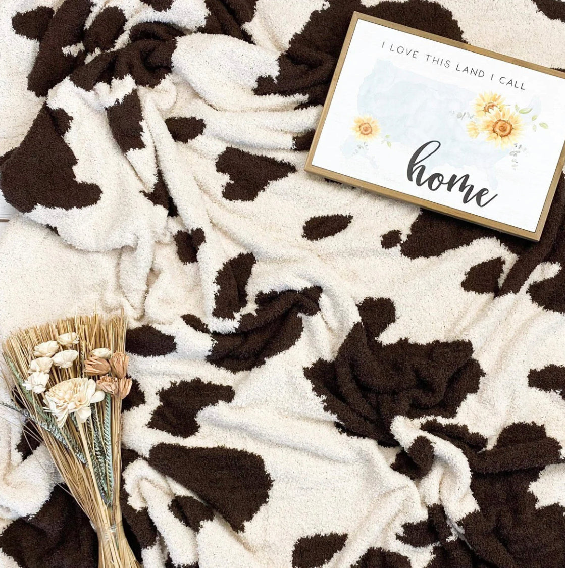 Cow Print Fuzzy Blanket