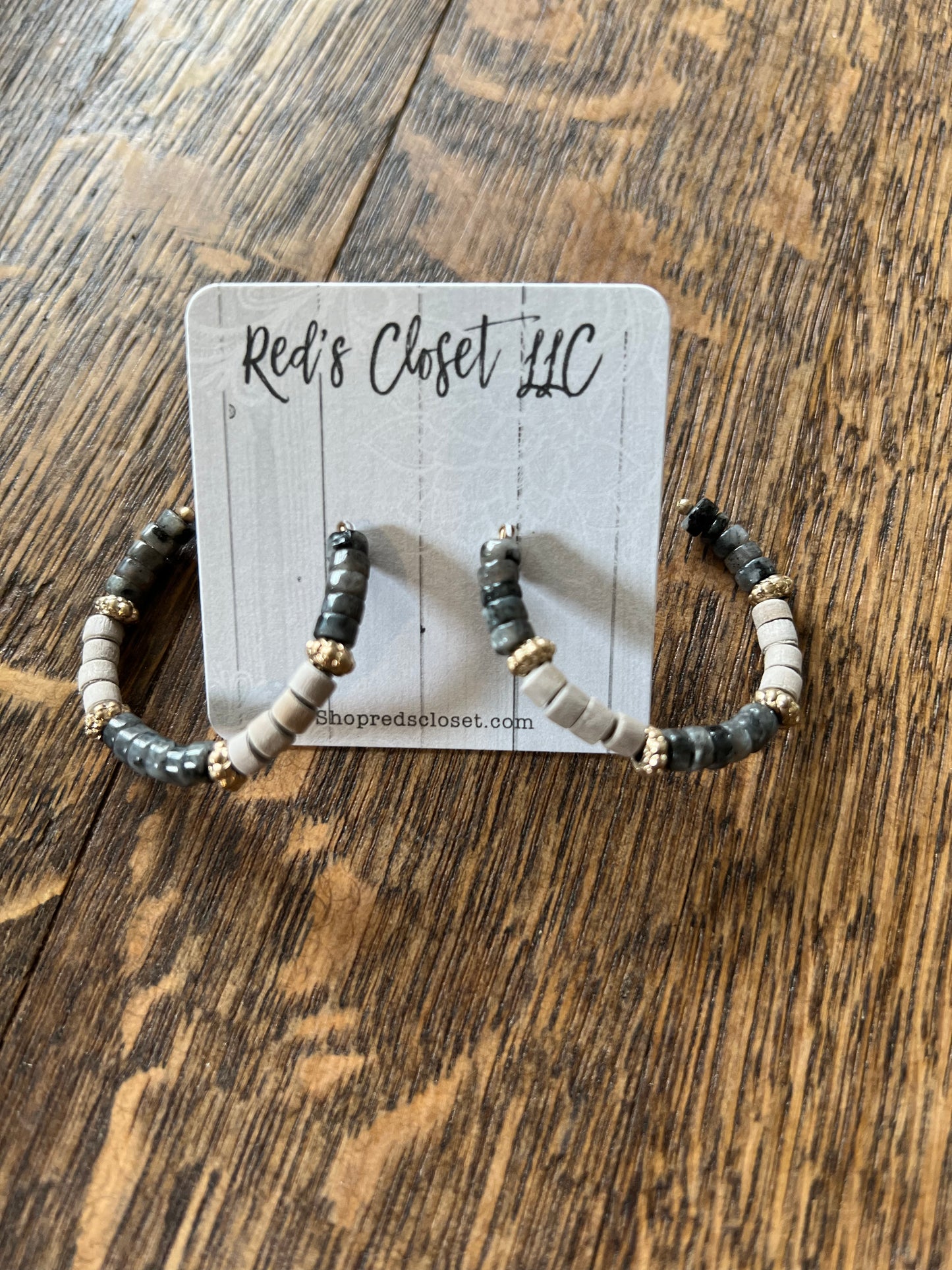 Karrie Grey Hoop Bead Earrings
